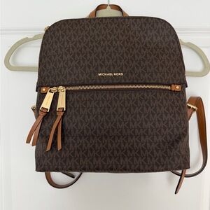 Michael Kors Dark Brown Medium Logo Backpack